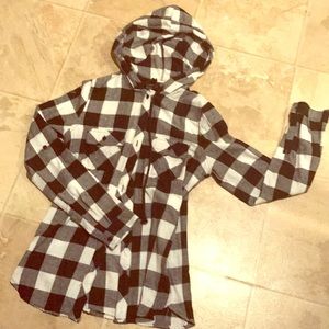 Flannel over shirt with hood